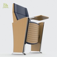 Sièges d'auditorium modernes en tissu, chaises de cinéma pliables, accoudoirs fixes rembourrés en éponge, pieds en métal pour salle scolaire