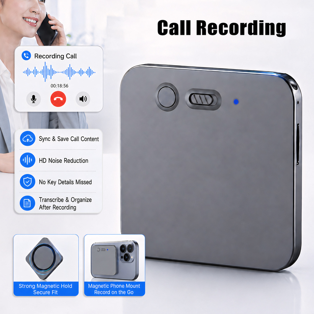 Smart Magnetic AI Voice Recorder with Real-Time Multi-Language Transcription & Translation and AI Summary