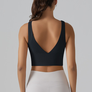 Tops Deportivos de Nailon Personalizados para Mujer al por Mayor, Espalda en V, <span class=keywords><strong>Sujetador</strong></span> Deportivo de Alta Sujeción, Top de Yoga para Fitness - Product Image 5