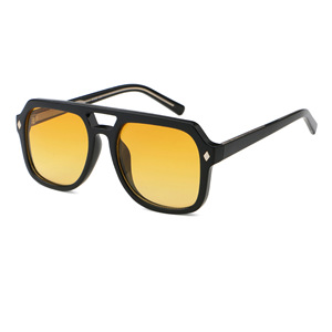 Gafas de Sol de doble haz Retro moda cuadrado cóncavo forma gradiente lente de alto grado Anti-UV PC + CP Material del marco - Product Image 4