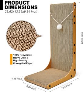 メーカー卸売 L字型段ボール製猫用爪とぎボード 木製猫用爪とぎ 室内猫用爪とぎパッド - Product Image 3