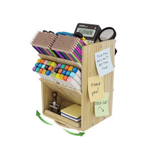 Office Supplier Desktop Wooden Pencil Holder Bamboo Desk Organizer Storage Holder