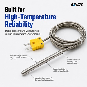 Sensor de Temperatura Tipo Termopar GAIMC GTS400 K J T E N S, Sonda de Acero Inoxidable de -40 a 1600 °C para Horno Industrial y Caldera - Product Image 6
