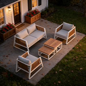 Ensemble <span class=keywords><strong>de</strong></span> canapé <span class=keywords><strong>de</strong></span> conversation d'extérieur <span class=keywords><strong>de</strong></span> <span class=keywords><strong>luxe</strong></span> 4 pièces pour hôtel, loisirs, maison, salle à manger, chaises en acier, meubles <span class=keywords><strong>de</strong></span> <span class=keywords><strong>jardin</strong></span>, patio - Product Image 5
