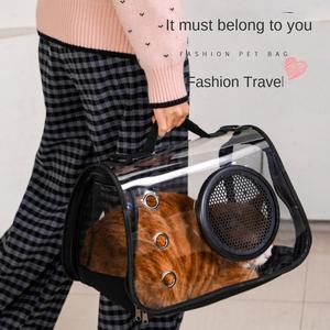 Transparent Plastic Cat Backpack Zipper Breathable Space Capsule Design Polyester for Small Dogs Household Use Carrying - Product Image 5
