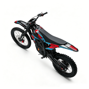 Motocicleta Eléctrica Todoterreno con Diseño <span class=keywords><strong>de</strong></span> Contraste Rojo y Azul, Horquillas Delanteras Invertidas Negras Reforzadas, Calibradores Rojos y Neumáticos <span class=keywords><strong>de</strong></span> Gran Profundidad - Product Image 4