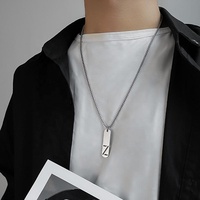 Collier en acier inoxydable plaqué argent style hip-hop rock, alphabet A-Z, 26 lettres initiales, bijoux pour hommes