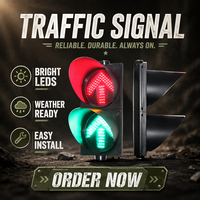 Feu de signalisation directionnel LED 300 mm, étanche IP65, certification CE, alimentation optionnelle 12-24 VDC ou 110-230 VAC