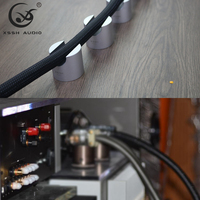 Pieds d'isolation pour enceintes YIVO noirs et argentés, en aluminium pur, amortisseurs de chocs avec plaque de base, support de câbles, patins audio HiFi