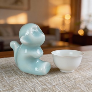 Figurine de singe en céramique Longquan Celadon faite à la main, animal de compagnie pour le thé, décoration de bureau à domicile, cadeau <span class=keywords><strong>zen</strong></span> créatif - Product Image 4