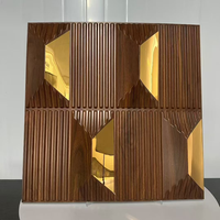 Panel de Pared 3D de PVC con Efecto Madera Espejo, 500x500mm, Impermeable, Antimoho, Ecológico, Revestimiento de Pared Interior