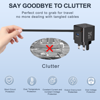 Chargeur mural portable pour ordinateur portable et téléphone, avec câble rétractable PD 35W, double port Type-C, prise UE/UK, compatible SCP