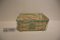 Panier de rangement rectangulaire en fil métallique avec doublure en lin amovible, vert menthe, organisateur avec porte-étiquettes pour placard, garde-manger, armoire
