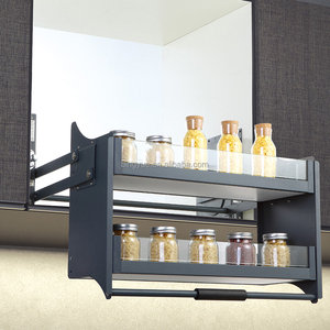 Bingyue Black/White/<strong>Ivory</strong> 700mm Automatic Elevator Storage Shelf Organizer Stainless Steel Multi-Function Modern <strong>Kitchen</strong> Lifting - Product Image 4