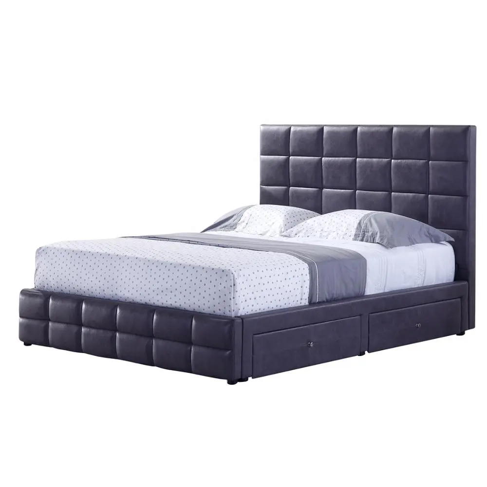 シンプルでエレガントなファッションキングサイズのベッドルームセット収納付き高級ベッド