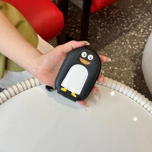 Cowhide Small Penguin Shape Card Holder Coin Purse Ladies Cartoon Cute Genuine Cow Leather Zipper <b>Wallet</b> <b>Women</b> Purses - Product Image 4
