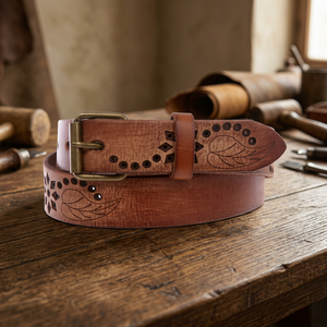 Épingle carrée vintage en acier véritable en cuir de vache pour homme, qualité supérieure, durable, légère, imperméable, écologique, équestre B.S. - Product Image 1