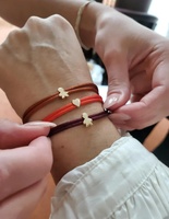 Bracelet en cordon de soie avec breloque cœur en acier inoxydable plaqué or 18 carats PVD, résistant à l'eau et au ternissement, bijou cœur d'amour pour maman