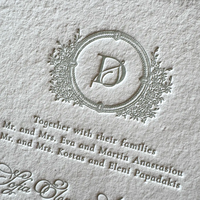Ensemble de cartes d'invitation de mariage en papier de coton de luxe, impression typographique, gaufrage et débossage personnalisés, bord déchiré à la main, contenu personnalisé