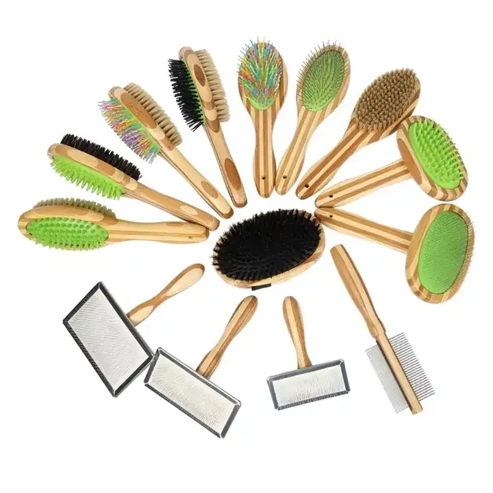 Brosse de toilettage avec Logo personnalisé zèbre bambou chat, produits de toilettage pour chien animal de compagnie