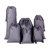 Sac en tissu imperméable pour batterie externe, chargeur de téléphone portable, sac de rangement gris, sac imperméable, bâton de selfie, pochette en velours noir