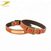 Collier pour chien en cuir véritable durable avec boucle ardillon en laiton réglable et étiquette métallique vierge anti-perte – Fabricant d'accessoires pour animaux de compagnie