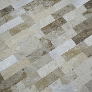 Brown Faux Stone Strip Waterproof Kitchen <b>Backsplash</b> Mosaic Peel and Stick <b>Tiles</b> for Home Decor - Product Image 4