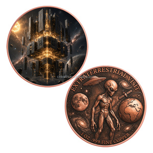 Moneta in Rame Puro .999 da 1oz, Serie Spaziale Sci-Fi con Stampa UV a Colori <span class=keywords><strong>UFO</strong></span> Alieno, Medaglia Commemorativa - Product Image 4