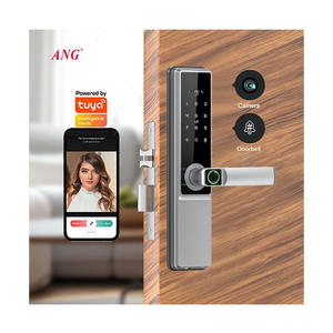 Tuya kunci pintu jarak jauh cerdas Wifi baterai Lithium kata sandi sidik jari kunci pintar antimaling dengan kamera - Product Image 1