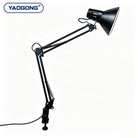 Lampe de réparation de soudure YAOGONG, lampe de bureau à bras long E27 réglable avec pince et base, lampe de travail en acier au carbone