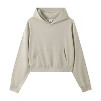 Sweat à capuche court en molleton français RUICHI 330G, 85 % coton, coupe ample, pull à capuche basique, haut polyvalent pour femme, streetwear