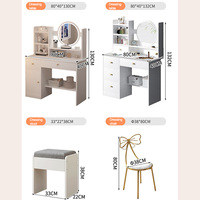 Coiffeuse moderne de luxe en mélamine avec miroir et tiroirs à bas prix pour le maquillage de chambre à coucher avec tabouret à vendre