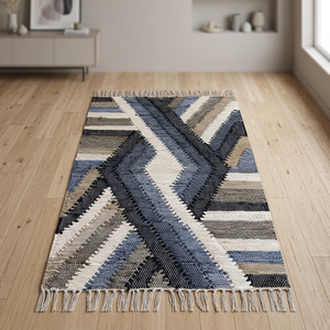 Tapis et carpettes en coton tissés à la main de la meilleure qualité pour salon, chambre, décoration de prière, taille et design personnalisés, Inde - Product Image 4