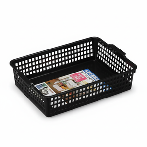 Cesto portaoggetti sottile Inomata 516 ventosa di colore nero - Product Image 1