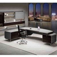 Bureau de direction d'angle en bois massif moderne de luxe, table de direction élégante et durable, mobilier commercial, rangement modulaire