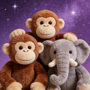 Juguetes de Peluche de Mono y Elefante de Tamaño Personalizado, Juguetes de Anime y Dibujos Animados para Niños, Animales de Peluche para Regalos de Fiestas - Product Image 1