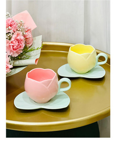 Tulipe fleur tasse <span class=keywords><strong>bouche</strong></span> conception tasses en céramique et plats à thé avec une soucoupe ensemble après-midi thé café lait tasse boîte-cadeau emballage - Product Image 6
