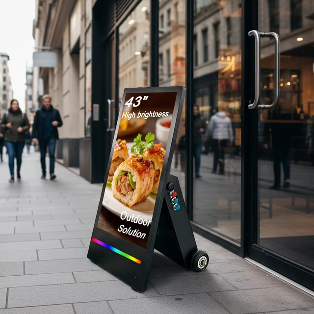 43 Inch Battery Powered Outdoor Waterproof Portable Mobile LCD Totem Kiosk Display Advertising Player Digital Signage