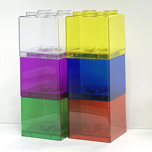 <span class=keywords><strong>Tirelire</strong></span> en forme de brique <span class=keywords><strong>Lego</strong></span> transparente de grande capacité pour enfants, style Ins, en matériau PS, peut être utilisée comme boîte de rangement - Product Image 6