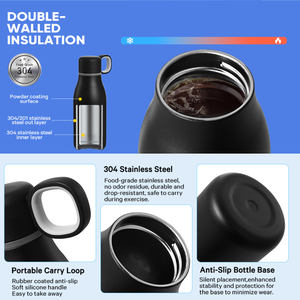 Bouteille d'eau en acier inoxydable 18/8 à double paroi isolée sous vide de 500 ml, anti-fuite, garde au chaud et au froid, sans BPA, pour les voyages quotidiens, la salle de sport - Product Image 5
