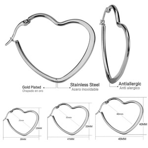 <span class=keywords><strong>Boucles</strong></span> <span class=keywords><strong>d</strong></span>'<span class=keywords><strong>oreilles</strong></span> populaires de haute qualité pour femmes et jeunes filles, en acier inoxydable, en forme de cœur, style simple - Product Image 1