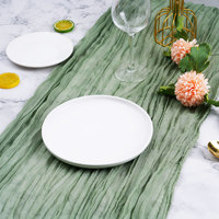 Chemin de table en gaze de coton vert sauge, style bohème, pour salle à manger, mariage, Noël, événements, fêtes, banquets, décoration intérieure, lavable et durable
