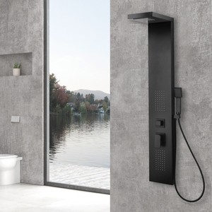 Kamalu colonna doccia idromassaggio nera KAM-K7300N con effetto cascata e Set di Hardware da bagno miscelatore a 4 funzioni - Product Image 3