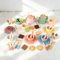 Service à thé en bois CPC CE sûr pour jeu de rôle de cuisine, jeu de goûter pour filles de quatre à six ans, enfants de maternelle
