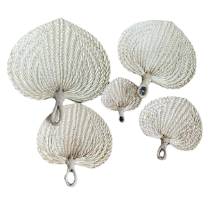 Artisanat chinois traditionnel couleur naturelle <span class=keywords><strong>bambou</strong></span> raphia ventilateur été main feuille de palmier paille rotin tissé ventilateurs - Product Image 1