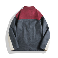Blouson de moto pour homme, rouge bordeaux et gris, à col montant, brodé d'étoiles, imperméable, style aviateur décontracté, vente en gros