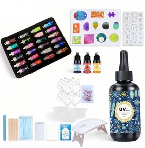 Kit de Manualidades de Curado Rápido, Moldes de Silicona Epoxi Transparentes y Resistentes para DIY, Colgantes, Llaveros, Accesorios con Brillantina, Flores, Herramientas, TOYSRUNNER - Product Image 1