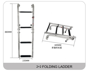 Thép Không Gỉ 316 Marine Gấp Thuyền Thang 3 + 2 Bước Chiều Dài 44.5 Inch Chiều Rộng 8 Inch Với Tay vịn Tàu Du Thuyền Thuyền Phần Cứng - Product Image 3