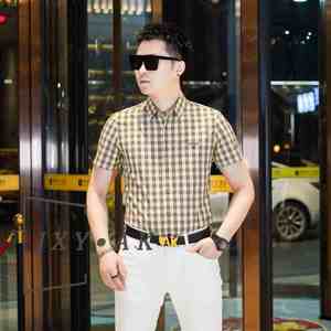Chemise à carreaux formelle pour hommes à bas prix Vente en gros Colorblock Manches courtes <span class=keywords><strong>Travail</strong></span> décontracté Designer Col montant Chemise à séchage rapide - Product Image 6