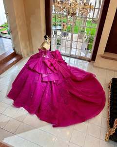 Mumuleo 2025 su misura abito <span class=keywords><strong>da</strong></span> <span class=keywords><strong>principessa</strong></span> fucsia Quinceanera <span class=keywords><strong>rosa</strong></span> caldo 3D fiore Vestido De Quinceanera abito Miss XV - Product Image 3